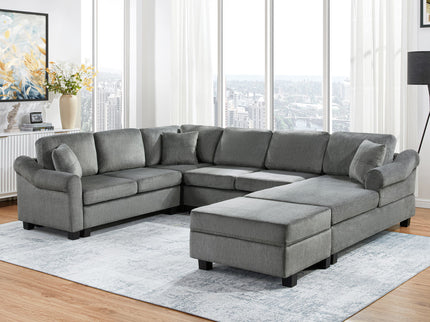 Contemporary U - Shaped Sectional Sofa With Movable Storage Ottoman