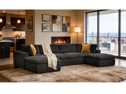 Custom Configuration Modular Sectional With Toss Pillows