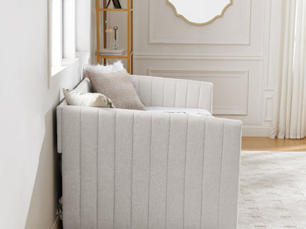 Upholstered Daybed With Trundle With Vertical Stripes