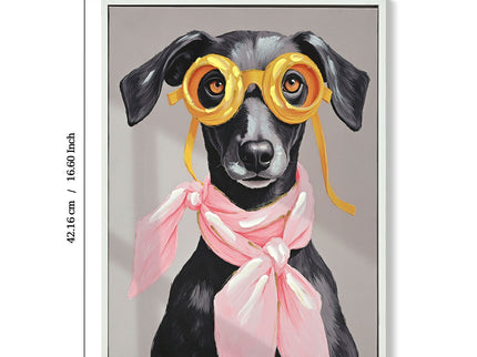 Vacation Day Puppy Wall Decor, Graphic Art Print On Wrapped Canvas - Pink / Black