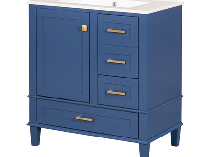 Bathroom Vanity, Modern Bathroom Cabinet With Sink Combo Set, Bathroom Storage Cabinet With A Soft Closing Door And 3 Drawers, Solid Wood Frame