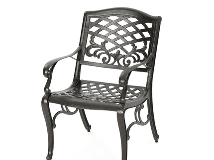 Luminea - Outdoor Aluminum Dining Chair With Scroll Design, Lattice Pattern And Cabriole Legs - Bronze