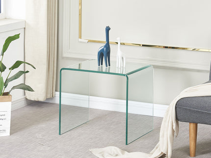 Tempered Bent Glass Sidetable, Transparent End Table, Sofa Table, Premium Glass, Multi Purpose Design - Transparent