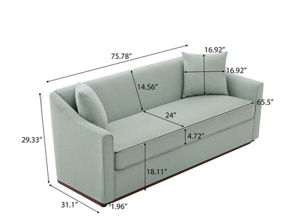 3 Seater Sofa With Wrap Around Armrests And Throw Pillows