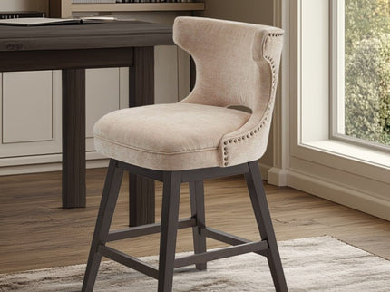 360 Degree Swivel Counter Stool With Silver Detailing