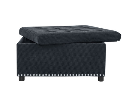 Square Tufted Storage Ottoman With Nailhead Trim