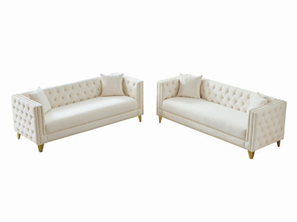 Deep Seat Sofa With Button Nailhead, Square Arm Couches