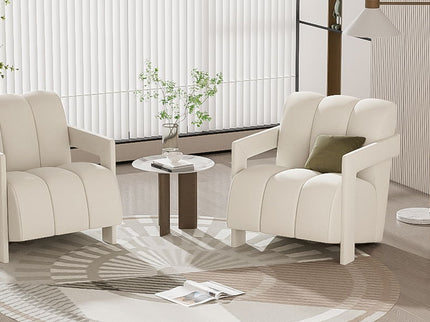 Modern Minimalist Leisure Armchair With L Shaped Armrests