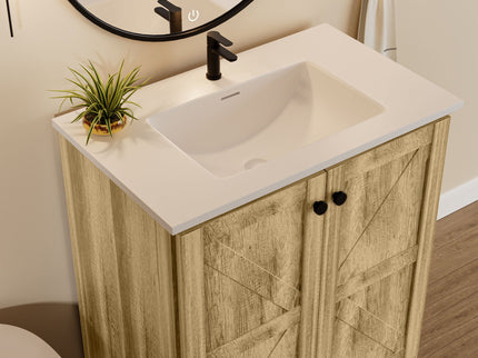 Folding Floor Cabinet With Ceramic Sink, Space Saving
