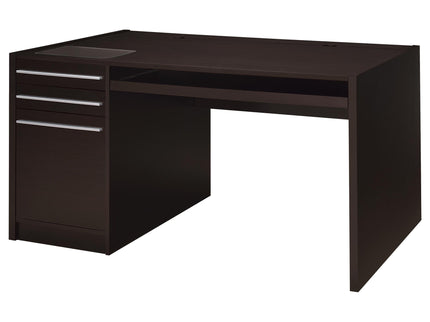 Halston - 3 Drawer Office Computer Desk With Keyboard Tray - Cappuccino