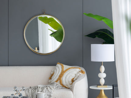 Round Mirror, Circle Mirror With Iron Frame For Living Room Bedroom Vanity Entryway, Hallway