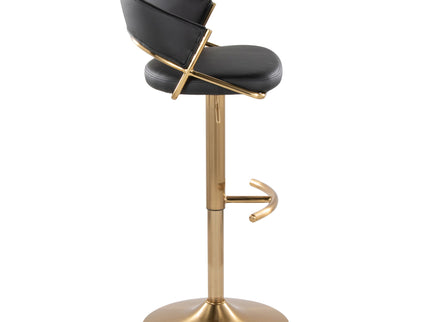 Jie - Contemporary Adjustable Barstool With Swivel With Rounded T Footrest (Set of 2)