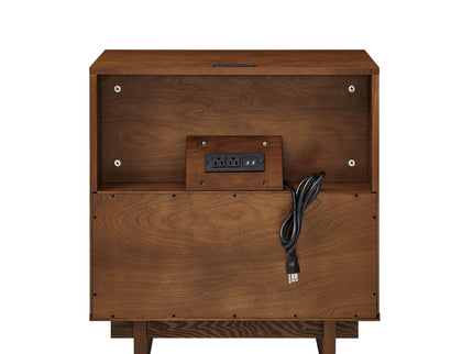 Nightstand With Hidden Charging Station USB Ports & Outlet Hole