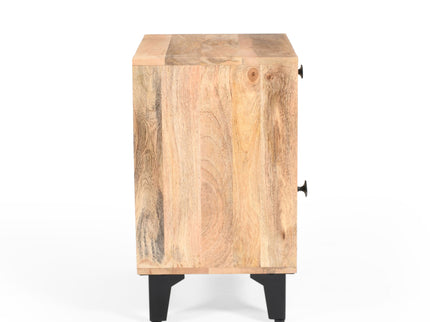 Solid Wood Vintage Nightstand With Handcrafted Detailing - Natural