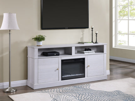 Terra - TV Stand Console With Fireplace - White Walnut