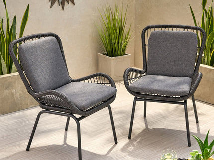 Outdoor Wicker Club Chair With Cushions (Set of 2)