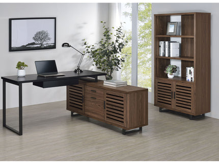 Rodger - 3 Shelf Cabinet Bookcase - Walnut