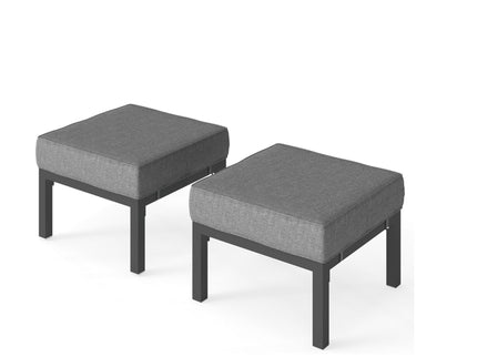 Patio Ottomans With Cushions, All-Weather Footrests (Set of 2)