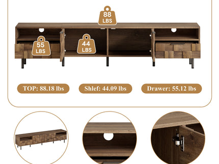 TV Stand With 2 Drawers, Media Console Table For TVs Up To 85'' - Natural