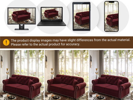 Upholstered Sofa With Nailhead Trim And Rolled Armrests