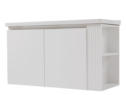 Wall Mounted Bathroom Vanity With Sink, 2 Open Shelves - White