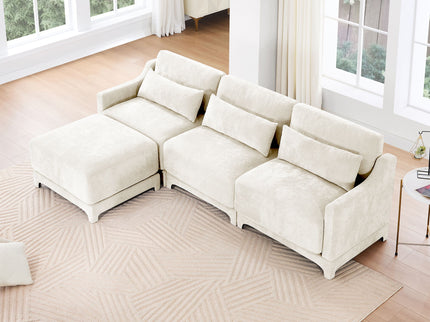 Stylish Sofa With Ottoman And Lumbar Pillows, Ergonomic Design