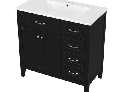 Modern Bathroom Vanity With Sink, Freestanding Design With Drawers And Doors