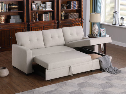 Upholstered Pull Out Sectional Sofa With Chaise