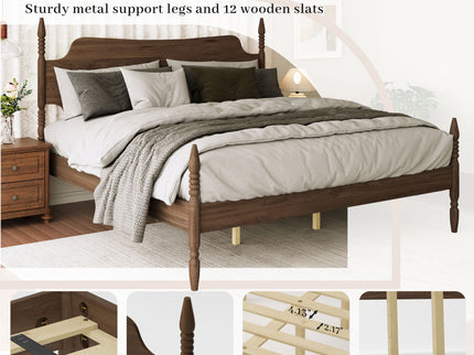 Retro 4 Poster Platform Bed Frame With Curved Tall Headboard