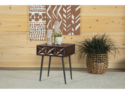 Gibson - Coffee 1 Drawer Rectangular Side Table With Angled Legs - Coffee