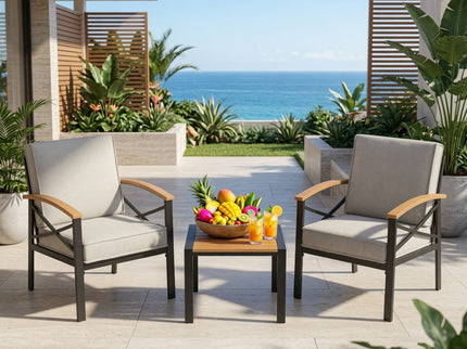 Square Outdoor Patio End Table - Black