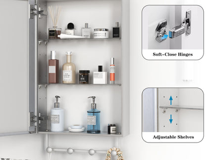 Medicine Cabinet, Wall Mounted Bathroom Mirror With Storage, Adjustable Shelves - Silver