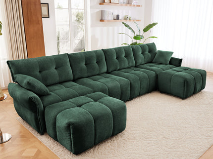 Sofa Set With Ottoman And Pillows, Textured, High Resilience Cushions