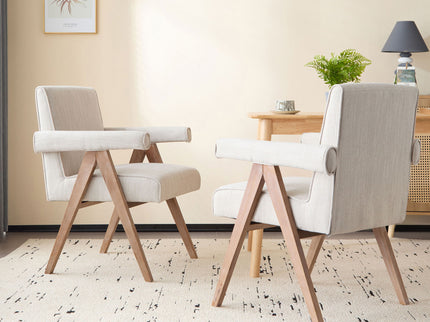Contemporary Poppy Fabric Dining Armchair With Rubberwood Legs