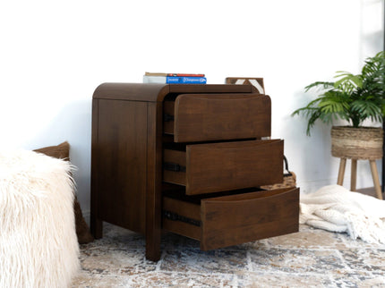 Lionel - Nightstand 3 Drawer Bed Side Table - Brown