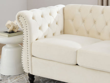 Chesterfield Sofa With Rolled Arms And Nailhead Trim