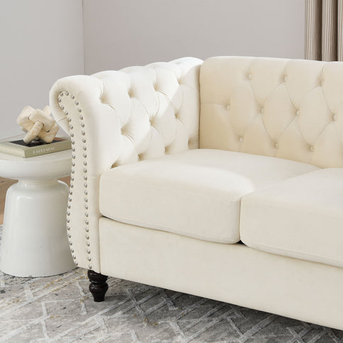 Chesterfield Sofa With Rolled Arms And Nailhead Trim