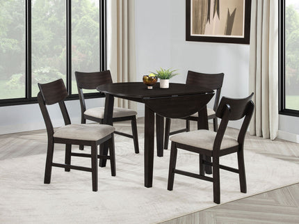 Jackie - 5 Piece Dining Set With Drop Leaf Table And Side Chairs - Dark Coffee