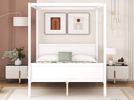Canopy Platform Bed With Headboard And Footboard, Slat Support Leg