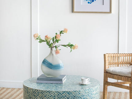 Unique Capiz Coffee Table & Pedestal Base