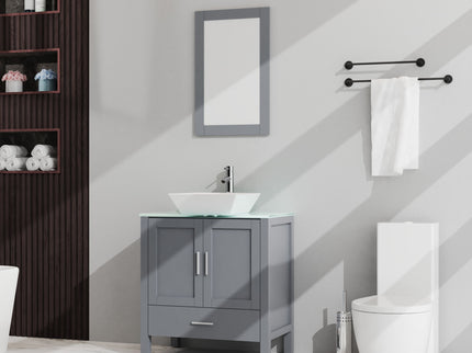 Bathroom Vanity And Sink Combo Glass Top Cabinet With Mirror