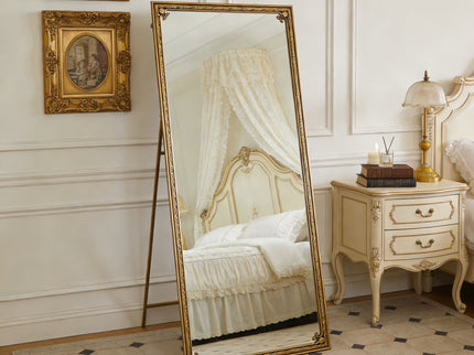 Full Length Mirror With Stand, Floor Standing Dressing - Antique Gold