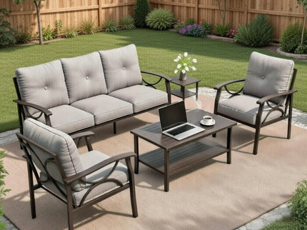 Patio Furniture Set With Coffee Table And Cushions For Backyard