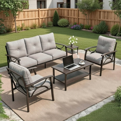 Patio Furniture Set With Coffee Table And Cushions For Backyard