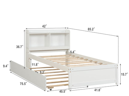 Twin Bed With Trundle, Bookcase