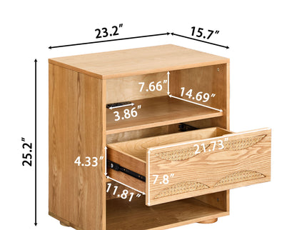 Nightstand With USB Ports & Outlet Hole, End Table With Drawer