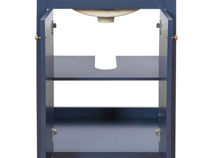 Bathroom Vanity With Ornate Elliptical Motif, Soft Close Hinges