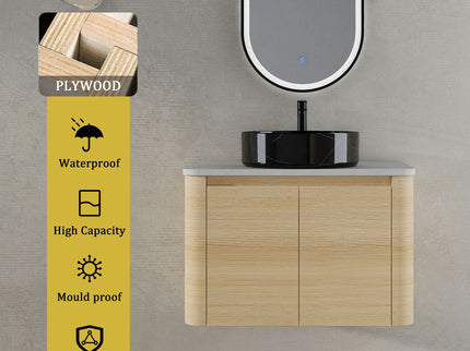 Mounted Bathroom Vanity & Art Sink & 2 Soft Close Doors