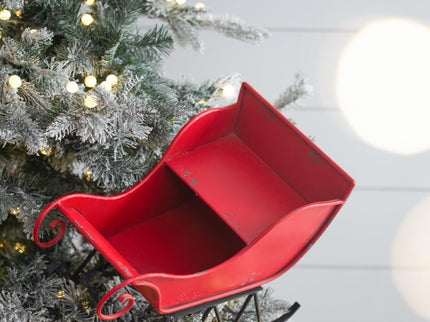 Iron Sleigh Large, Distressed Christmas Santa Sleigh Holiday Decoration