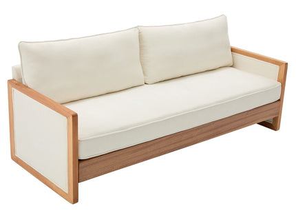 Modern 3 Seater Sofa With Wood Armrests